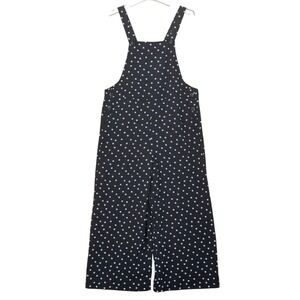 Forever 21 Polka Dot Wide Leg Jumpsuit Overalls Black Retro Cute Women's Large